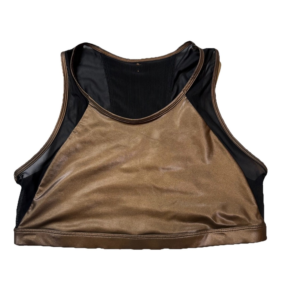 5/$25 SALE | Fabletics Size Medium Bronze Black Camryn Sports Bra Racerback Rem